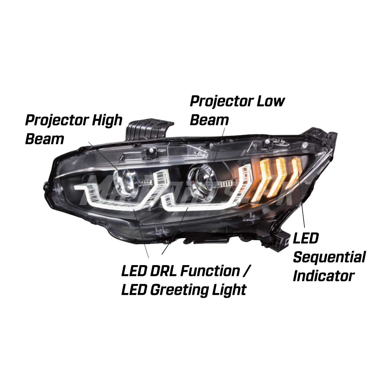 Honda Civic 2016 - 2021 X Taiwan Performance Headlight - Image 2